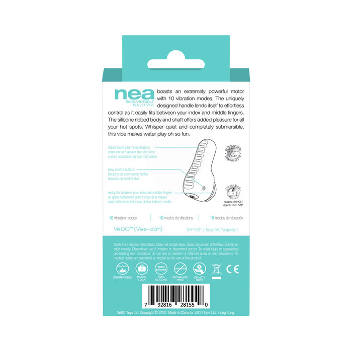 Vedo Nea Rechargeable Finger Vibe Tease Me Turquoise