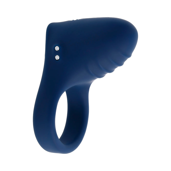Playboy Pleasure Point Rechargeable Cockring Silicone Navy Blue