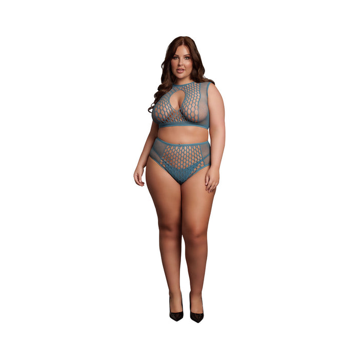 Le Desir Duo Net Key-Hole Bra Set Ocean Deep Queen Size