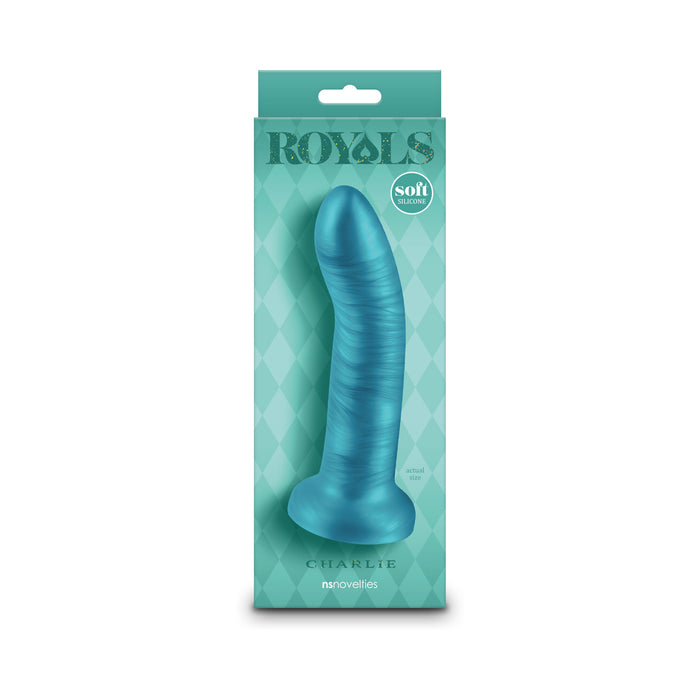 Royals Charlie 6 in. Metallic Curved Dildo Teal