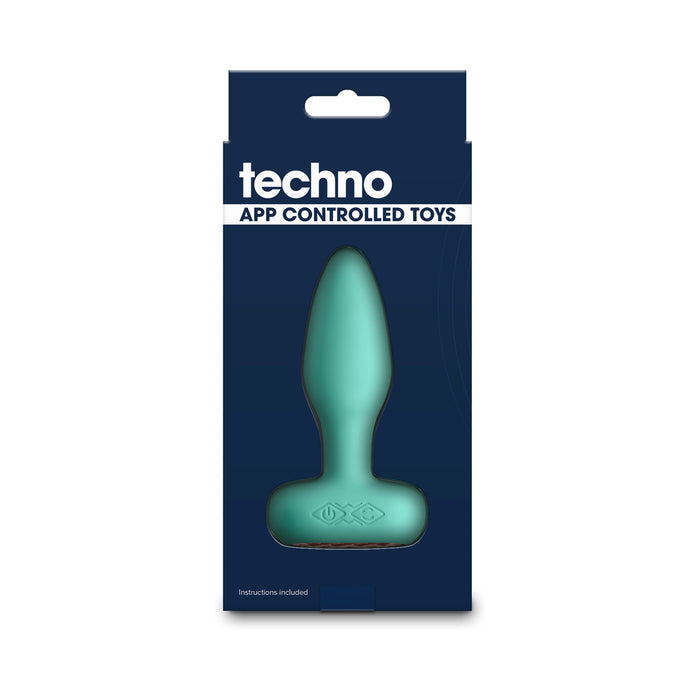 Techno Prism App-controlled Vibrating and Rotating Plug Teal