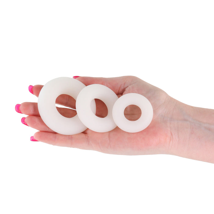 Firefly Bubble Rings 3-Piece Glow-in-the-Dark Cock Ring Kit White
