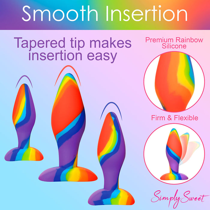 Simply Sweet Rainbow Silicone Butt Plug 3-Piece Set