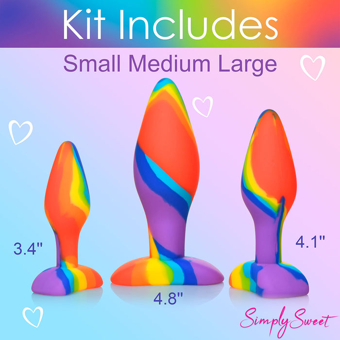 Simply Sweet Rainbow Silicone Butt Plug 3-Piece Set