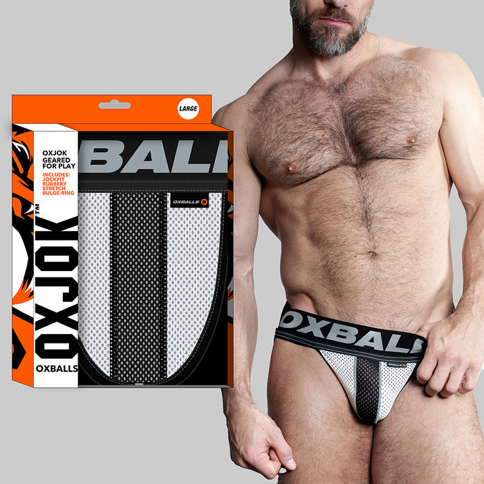 Oxballs Airmesh Upthrust Slider-Strap Jock Ice White L