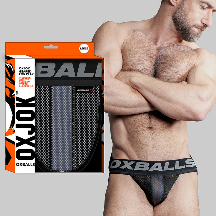 Oxballs Airmesh Upthrust Slider-Strap Jock Tar Black XL
