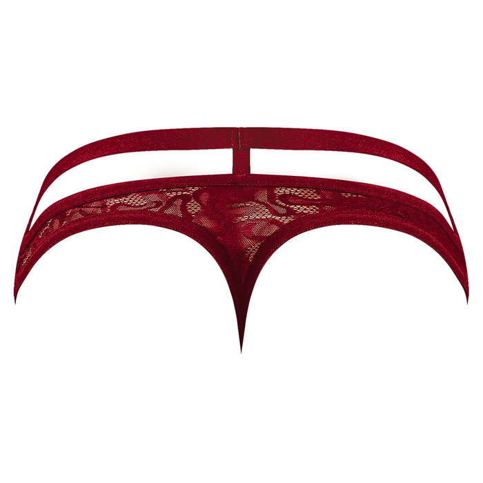 Male Power Lucifer Cut Out Strappy Thong Burgundy L/XL