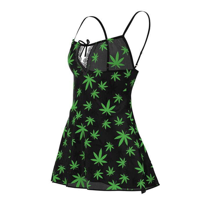 Magic Silk Hazy Dayz Dress & G-String Set Pot Leaf L/XL