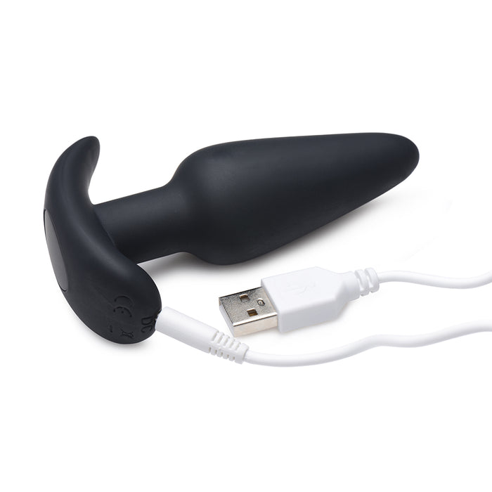 BANG! 21X Vibrating Silicone Butt Plug with Remote Control Black