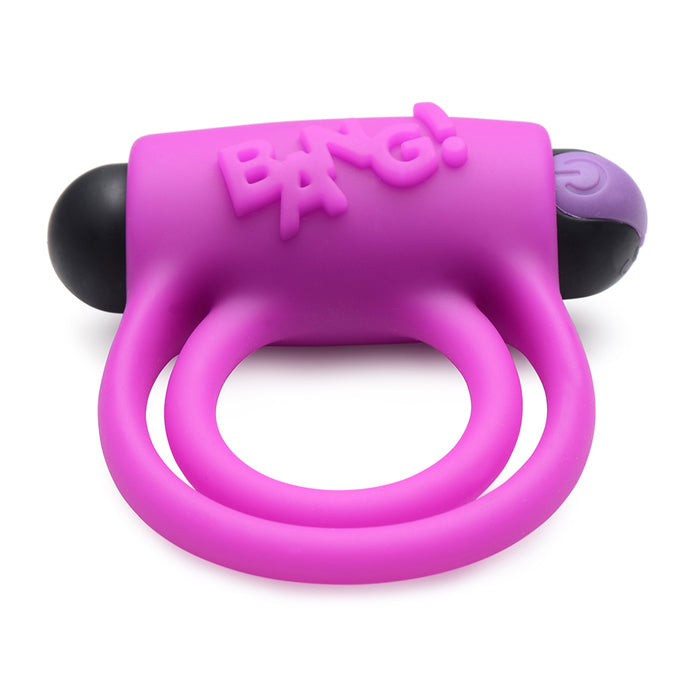 BANG! Silicone Cock Ring & Bullet with Remote Control Purple