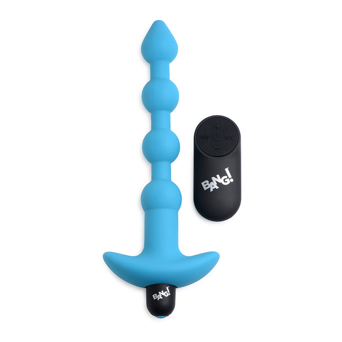 BANG! Vibrating Silicone Anal Beads & Remote Control Blue