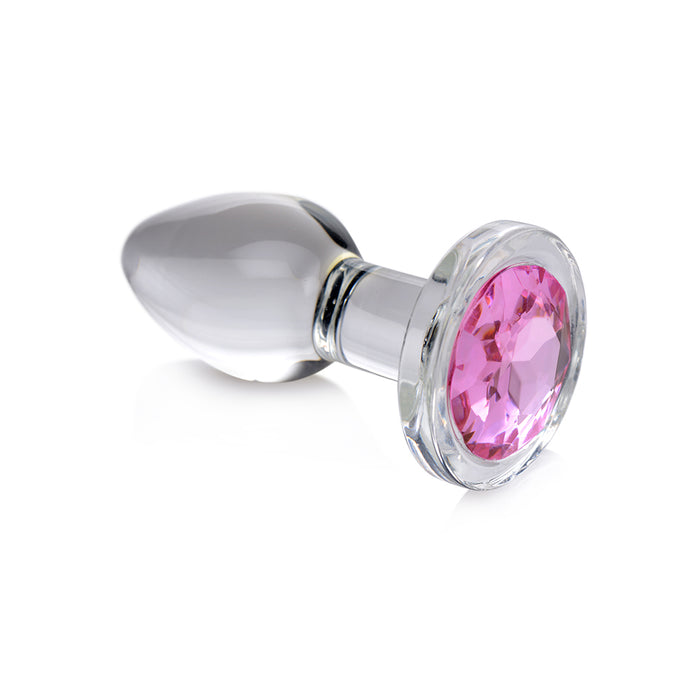 Booty Sparks Pink Gem Glass Anal Plug Small