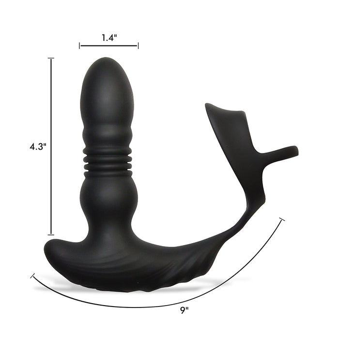 Thunder Plugs 10X Thrusting Silicone Vibrator with Cock & Ball Strap & Remote