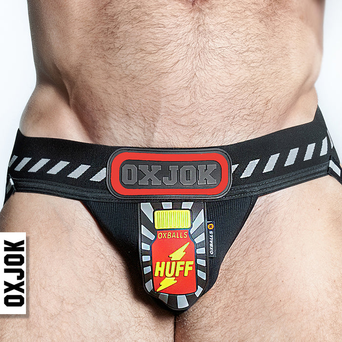 Oxballs Oxjok Popperjock 3D Rubber Huffer Jock Black/Red L