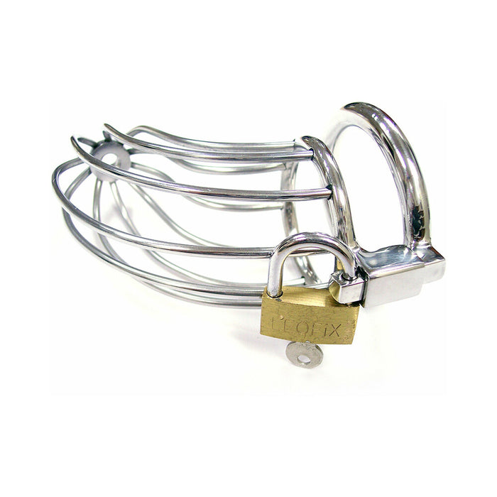 Rouge Stainless Cock Cage with Padlock Clamshell