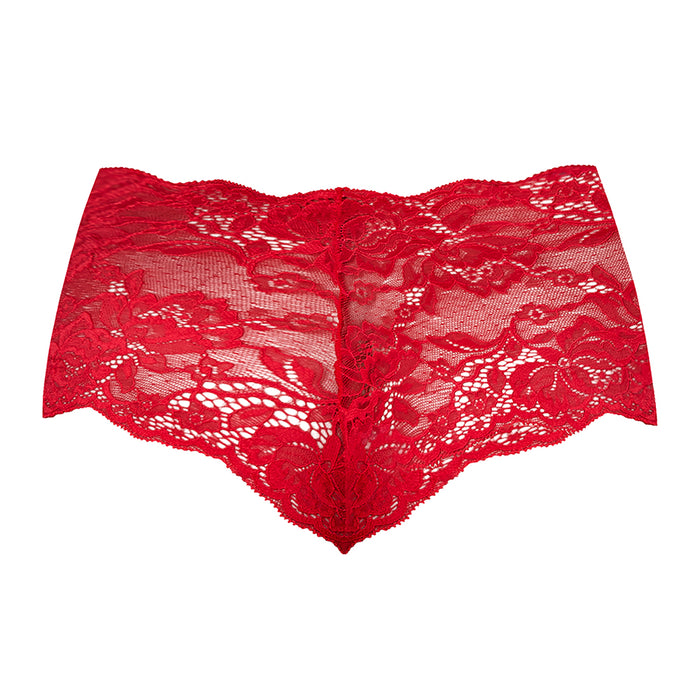 Magic Silk Sugar High Lace Boy Short Red L/XL