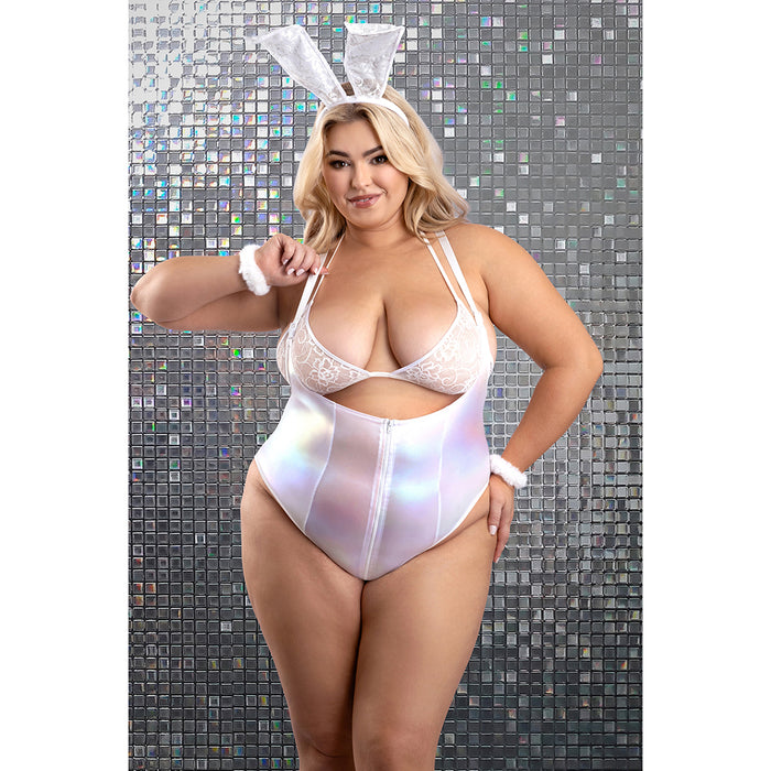 Fantasy Lingerie Play Bunny Hills 5-Piece Bunny Costume Set White 3XL/4XL