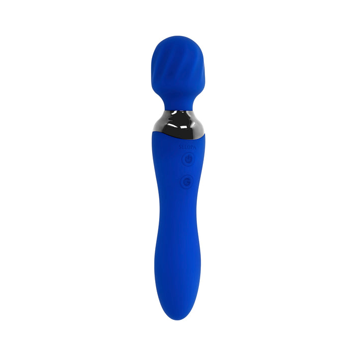 Selopa Blue Belle Rechargeable Dual-Ended Wand Vibrator Silicone Blue