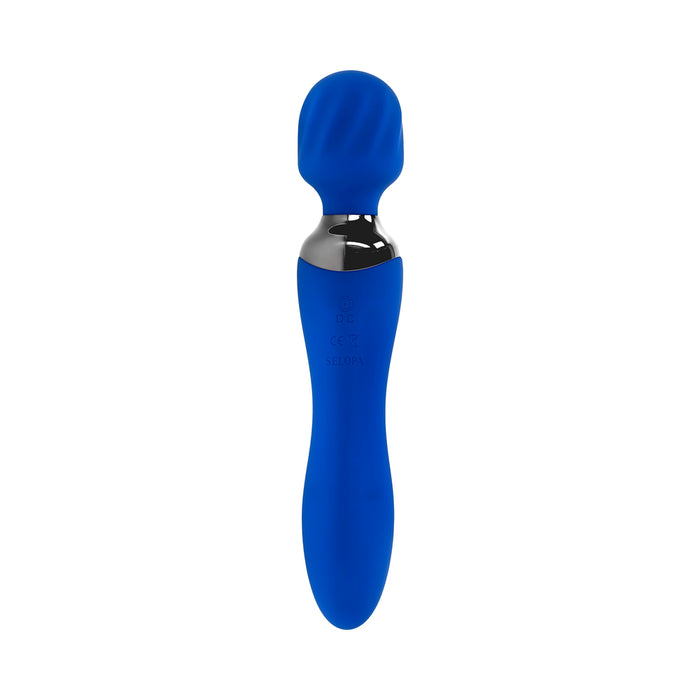 Selopa Blue Belle Rechargeable Dual-Ended Wand Vibrator Silicone Blue