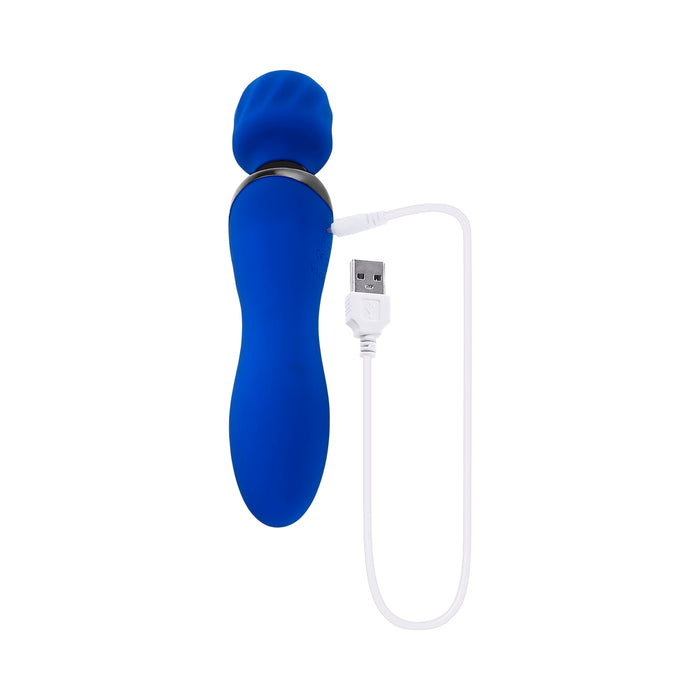 Selopa Blue Belle Rechargeable Dual-Ended Wand Vibrator Silicone Blue