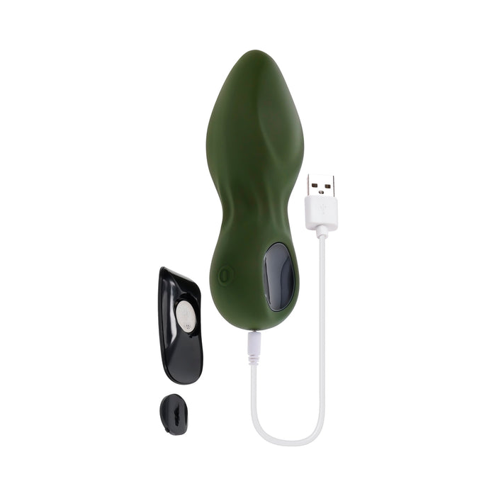 Gender X My Secret Garden Rechargeable Vibrating Anal Plug With Remote Silicone Green