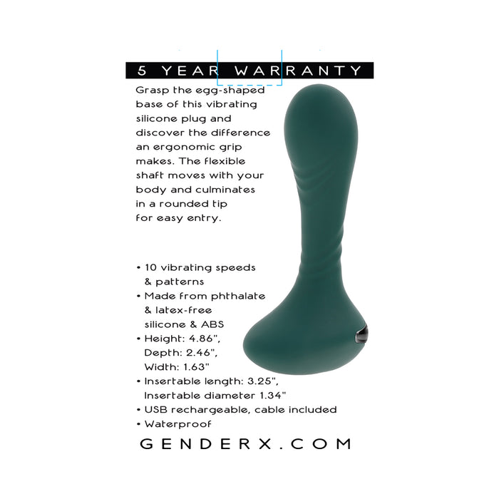 Gender X You Gotta Stick It Rechargeable Vibrating Anal Plug Silicone Teal