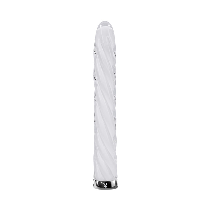 Playboy In A Twist Rechargeable Vibrating Glass Vibe White