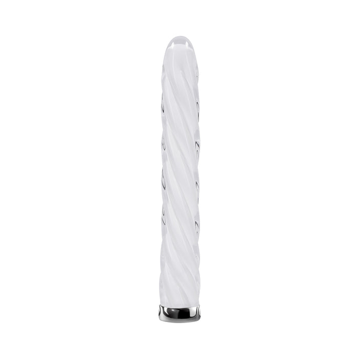 Playboy In A Twist Rechargeable Vibrating Glass Vibe White