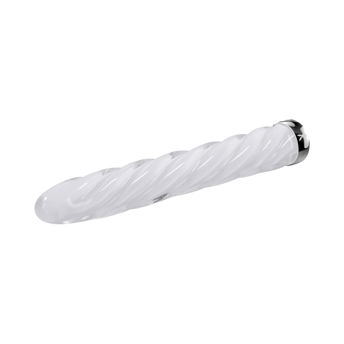 Playboy In A Twist Rechargeable Vibrating Glass Vibe White