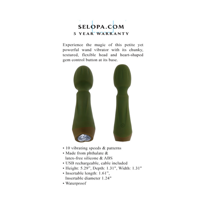 Selopa Heartfelt Rechargeable Vibrating Mini Wand Silicone Green