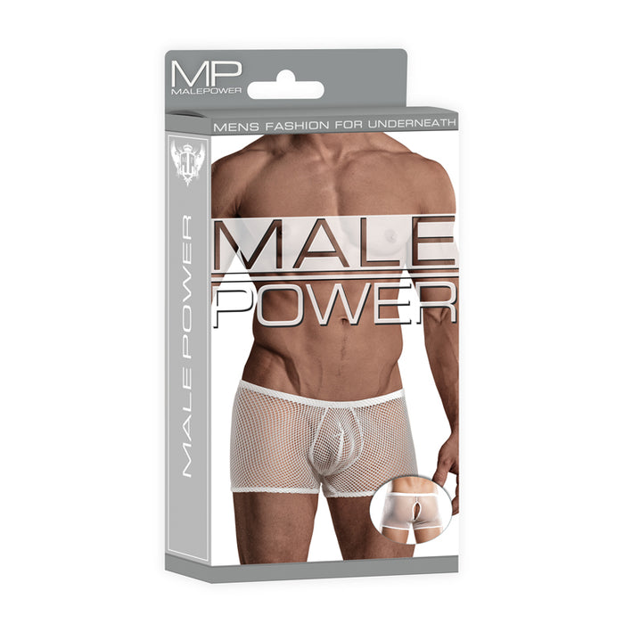 Male Power Stretch Net Peek-A-Buns White L/XL