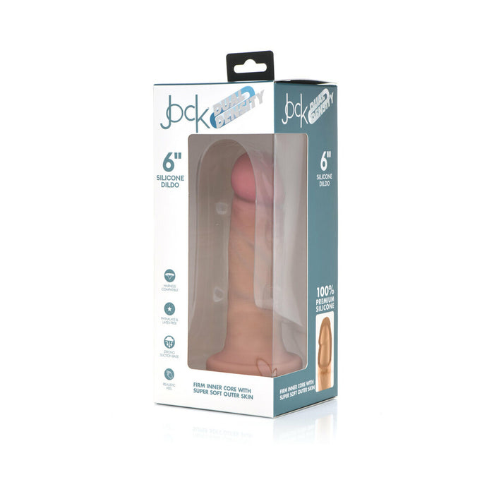 Curve Toys Jock Dual Density 6 in. Silicone Dildo with Suction Cup Light