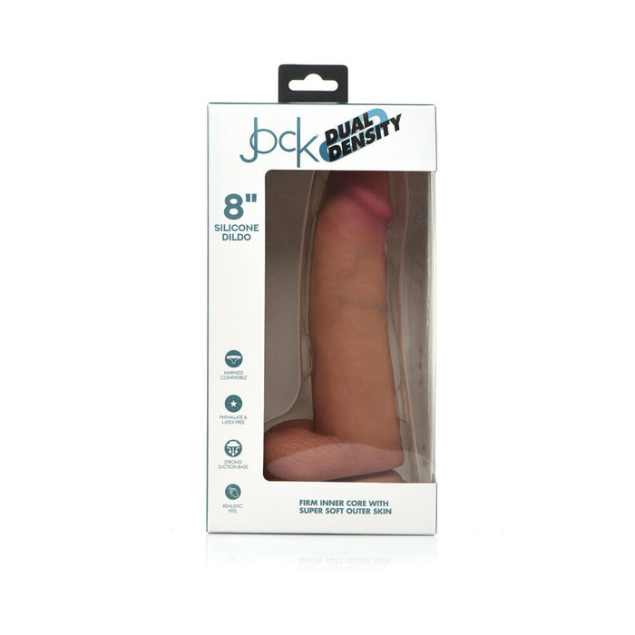 Curve Toys Jock Dual Density 8 in. Silicone Dildo with Balls & Suction Cup Light