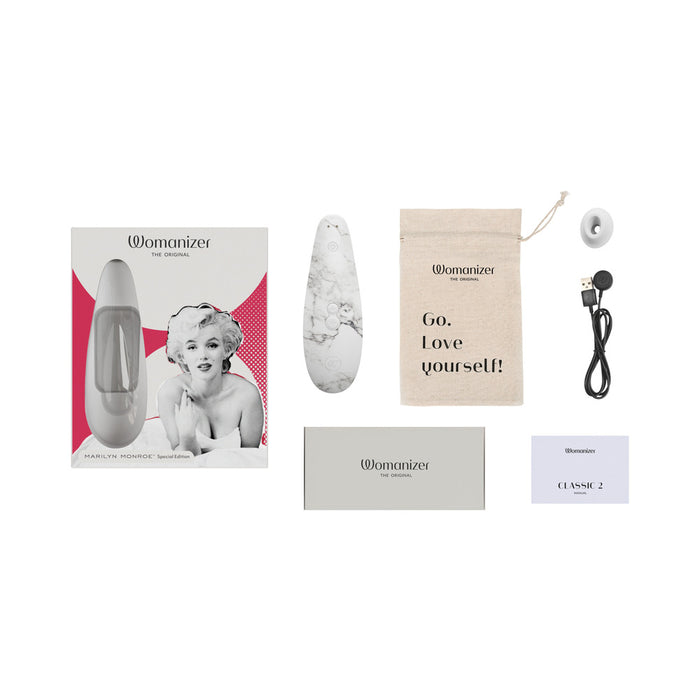 Womanizer x Marilyn Monroe Classic 2 Special Edition Pleasure Air Clitoral Stimulator White Marble