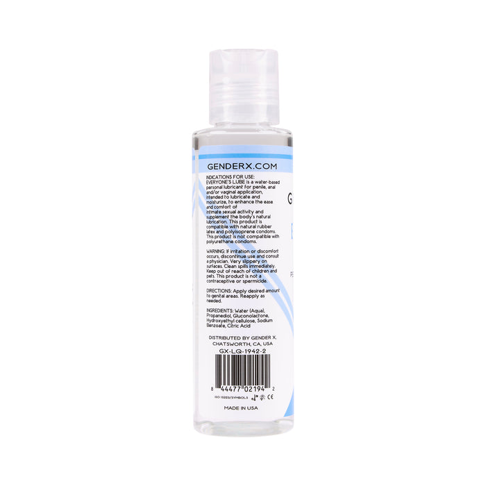 Gender X Everyone's Lube Water-Based Lubricant 4 oz.