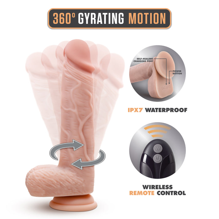 Dr. Skin Silicone Dr. Ethan Rechargeable Remote-Controlled 8.5 in. Gyrating & Vibrating Dildo Beige