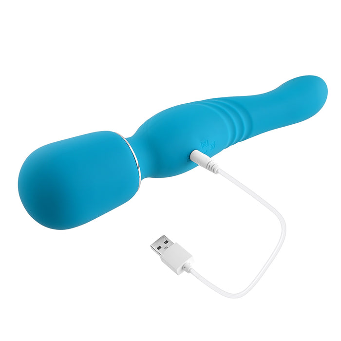 Gender X Double The Fun Rechargeable Dual Ended Silicone Wand Vibrator Teal