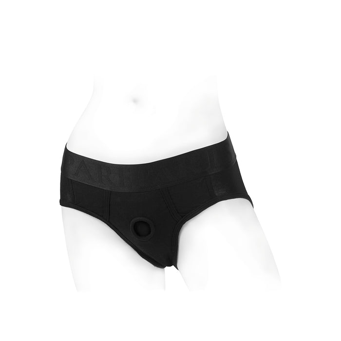 SpareParts Tomboi Rayon Briefs Harness Black Size 2XL