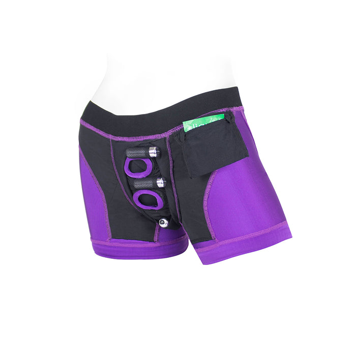 SpareParts Tomboii Nylon Boxer Briefs Harness Purple/Black Size 2XL