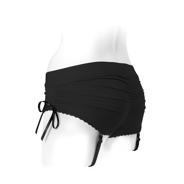 SpareParts Sasha Cinch Booty Short Harness Black Size 4XL