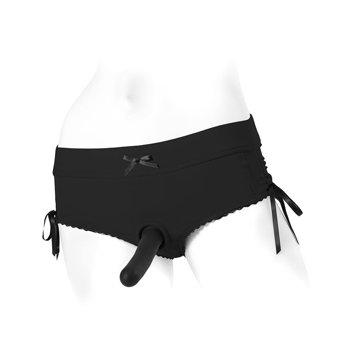 SpareParts Sasha Cinch Booty Short Harness Black Size 4XL