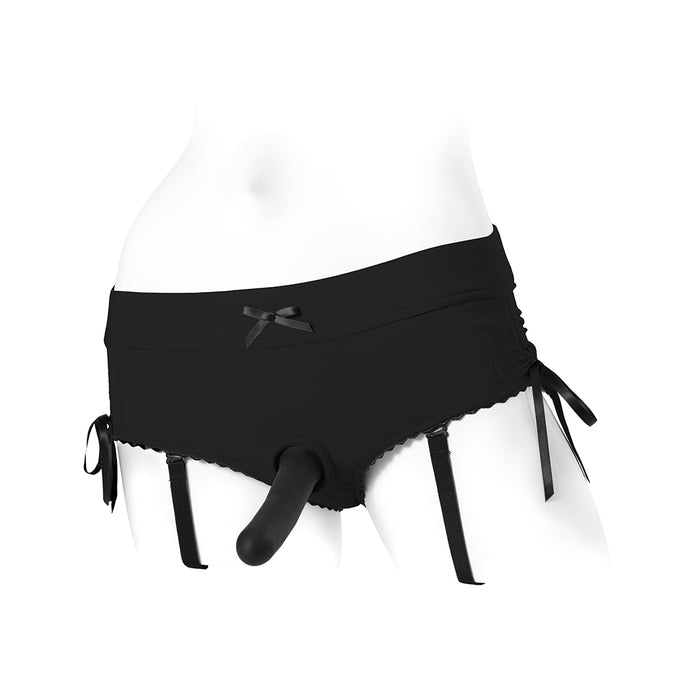 SpareParts Sasha Cinch Booty Short Harness Black Size 4XL