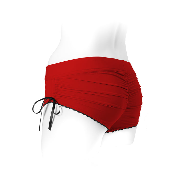 SpareParts Sasha Cinch Booty Short Harness Red/Black Size 4XL