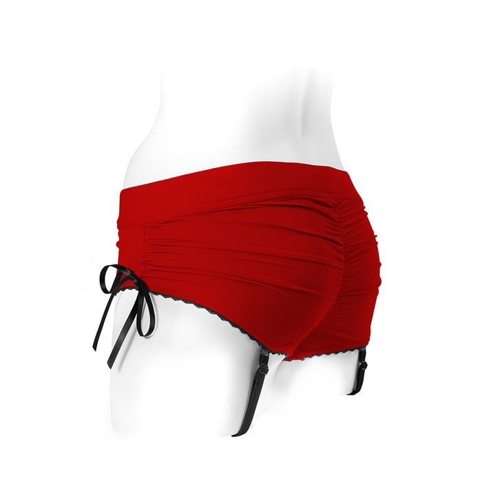 SpareParts Sasha Cinch Booty Short Harness Red/Black Size 4XL