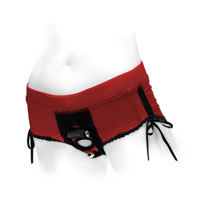 SpareParts Sasha Cinch Booty Short Harness Red/Black Size 4XL