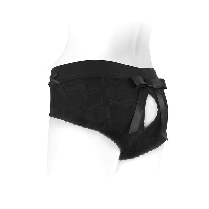 SpareParts Bella Cleavage Booty Short Harness Black Size 2XL