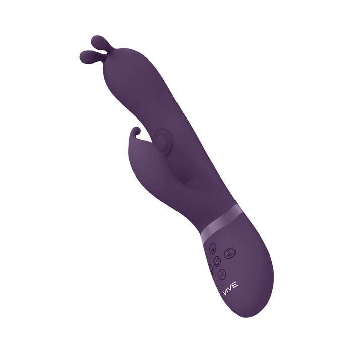 VIVE GADA Rechargeable Vibrating Silicone Bunny Ear G-Spot Rabbit with Pulse Wave Shaft Purple