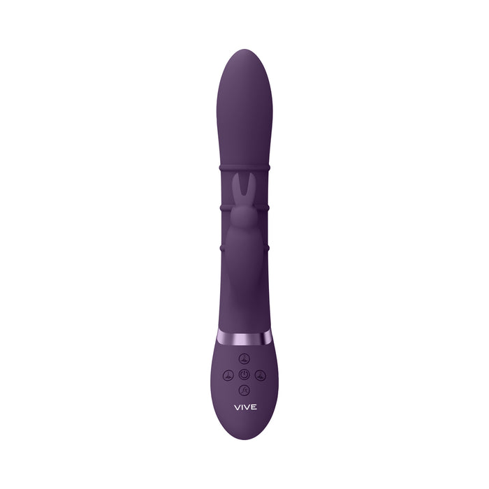 VIVE SORA Rechargeable Silicone G-Spot Rabbit Vibrator with Up & Down Stimulating Rings Purple