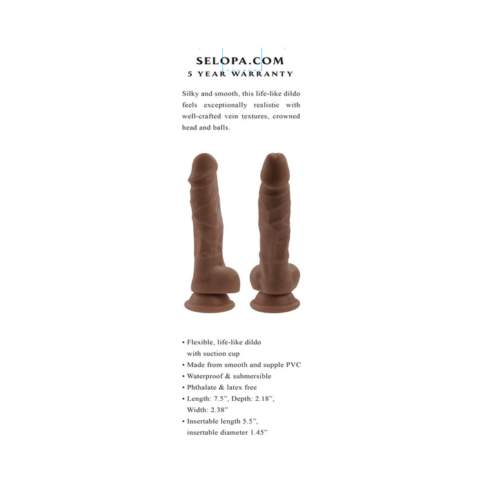 Selopa Non-Vibrating Dildo 6 in. Dark