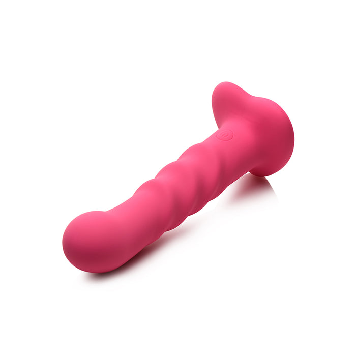 Simply Sweet 21X Vibrating Ribbed Silicone Dildo W/ Remote Pink